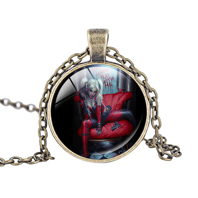 Harley Quinn Pendant Glass